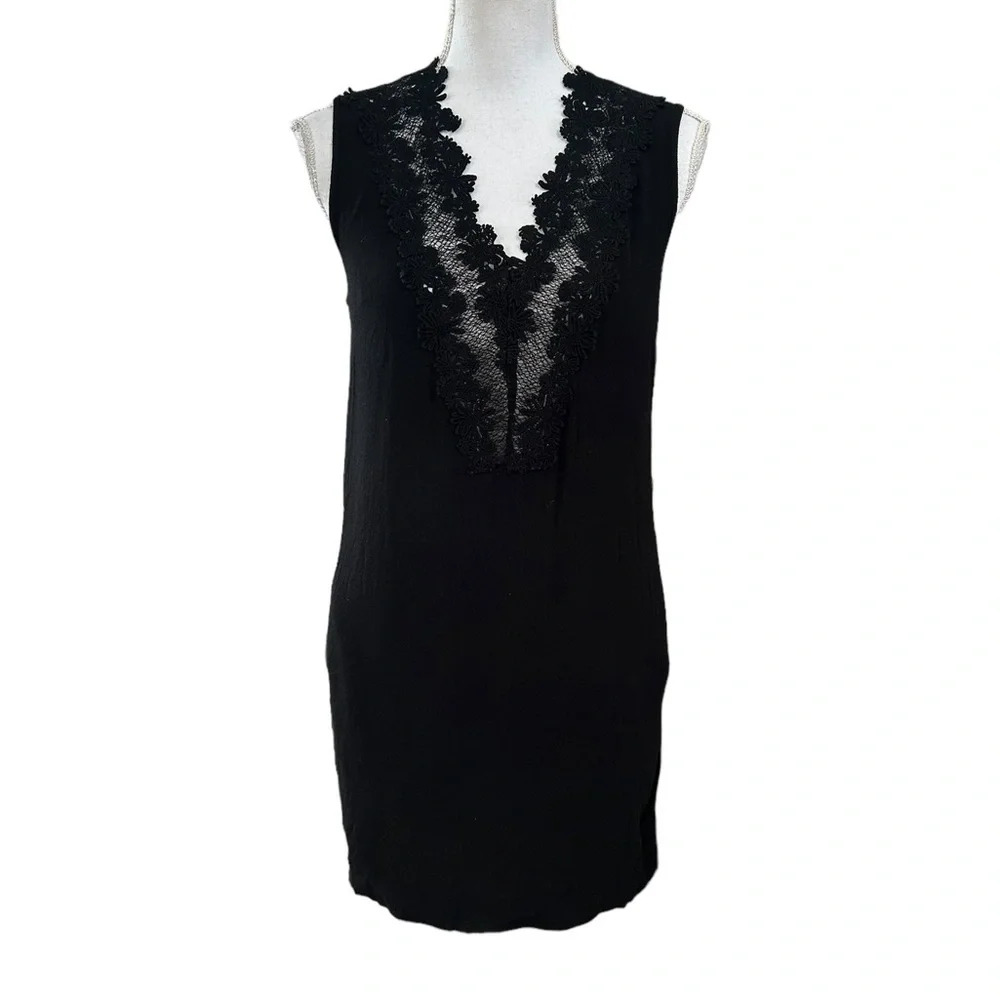 Sandro Floral Embroidered Neckline Cocktail Dress